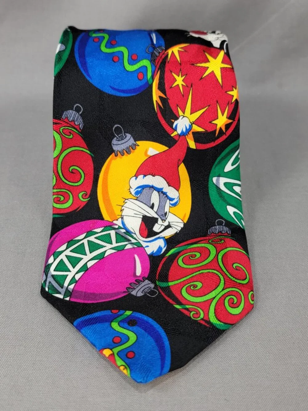 Vtg Looney Tunes Bugs Bunny Necktie Tie Mens Holiday Christmas 90s USA